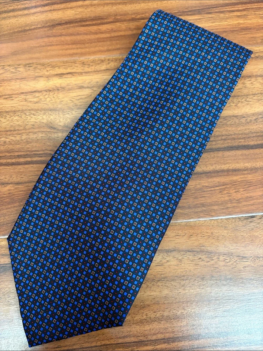Lauren Ralph‎ Lauren Neck Tie Blue Geometric Silk